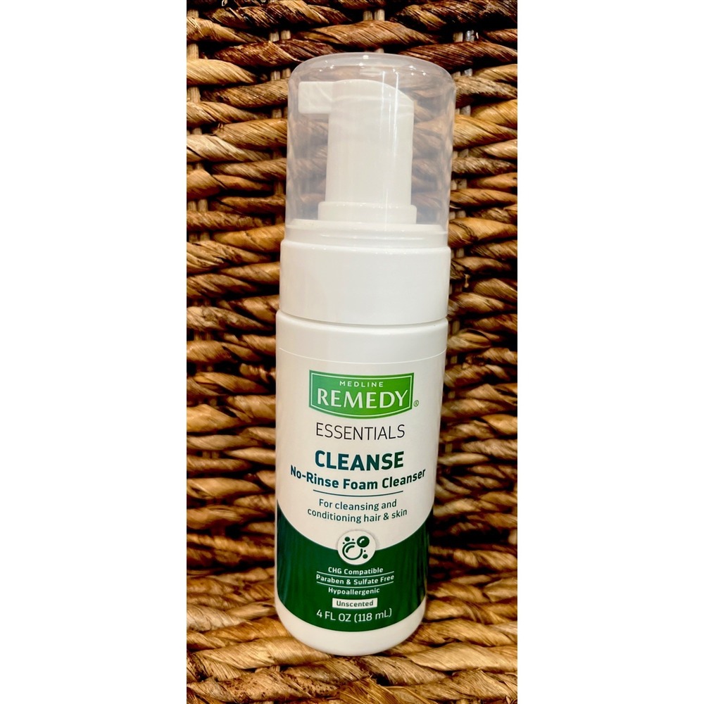 Medline Remedy Cleanse UNSCENTED No-Rinse Foam Cleanser Hair & Skin 4oz Pump NEW